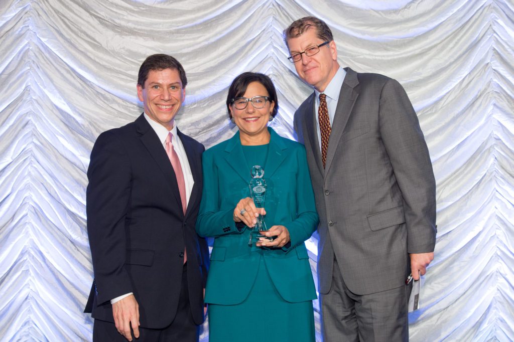 Global Leadership Award: Honoree Secretary Penny Pritzker of U.S. Department of Commerce with presenter Steve Clemens of The Atlantic and AtlanticLIVE